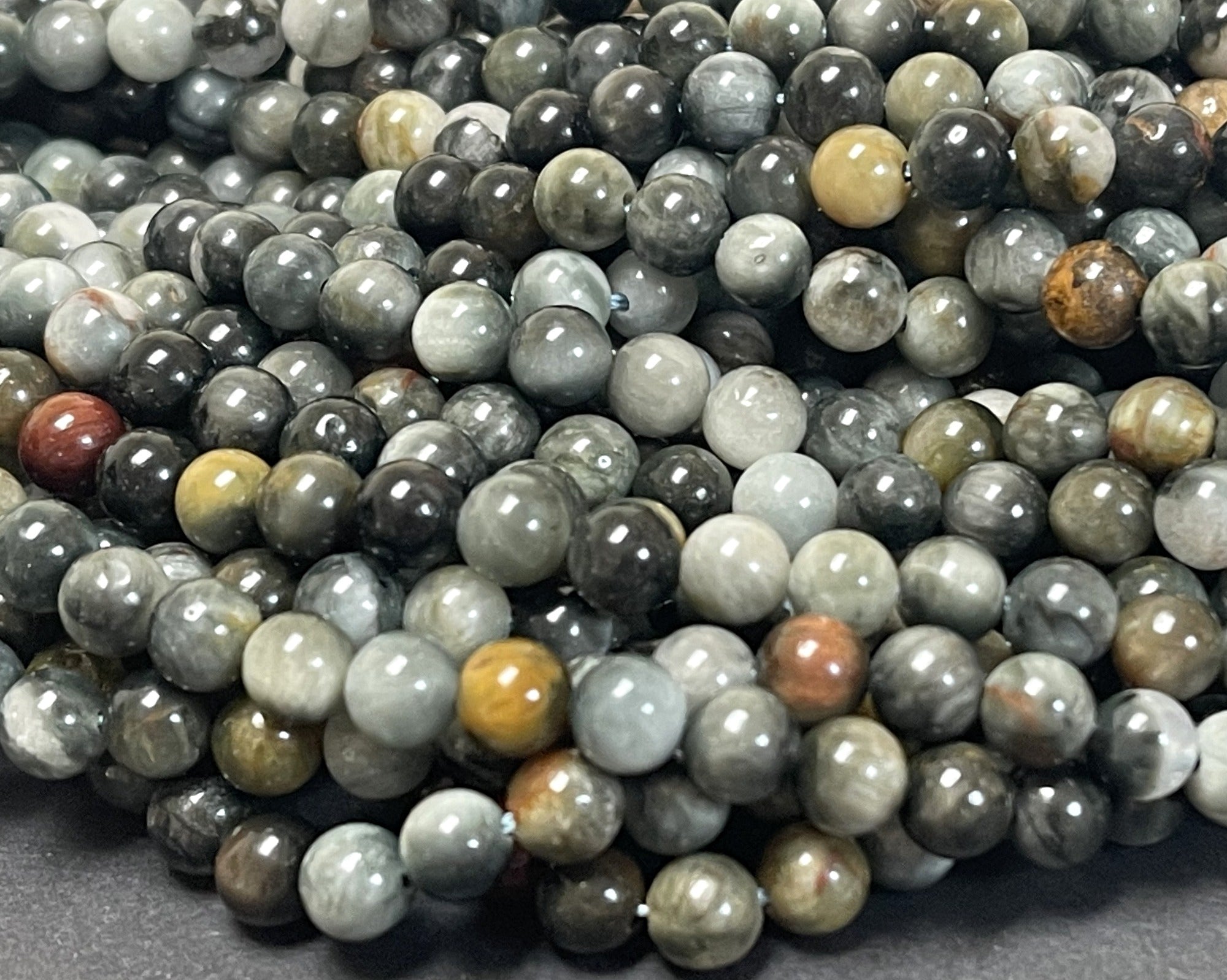 Eagle Eye 6mm round natural gemstone beads 15.5" strand