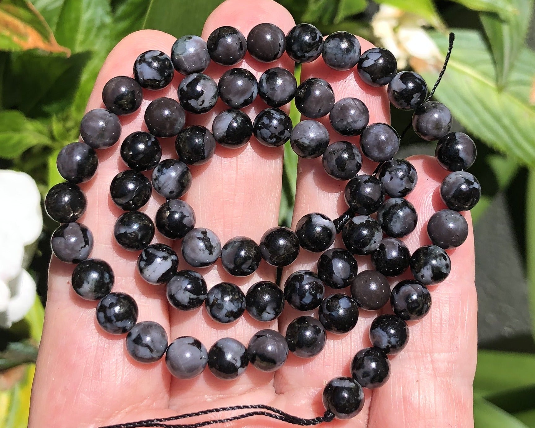 Indigo Gabbro Mystic Merlinite 6mm round natural gemstone beads 15.5" strand - Oz Beads 