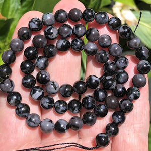 Indigo Gabbro Mystic Merlinite 6mm round natural gemstone beads 15.5" strand - Oz Beads 