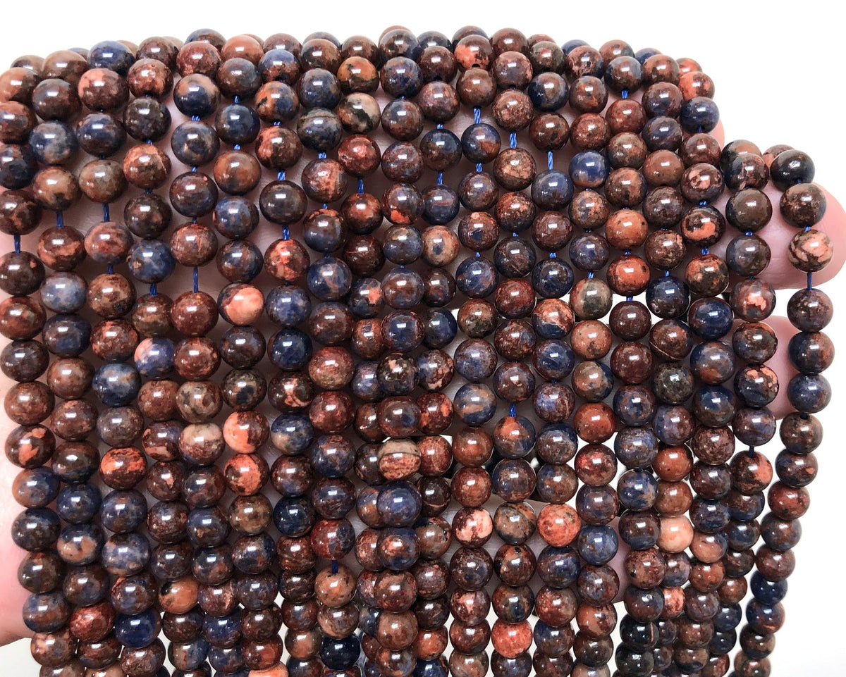 Orange Sodalite 6mm round natural gemstone beads 16" strand - Oz Beads 