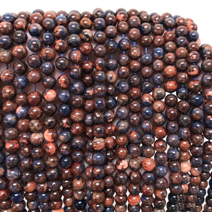 Orange Sodalite 6mm round natural gemstone beads 16" strand - Oz Beads 