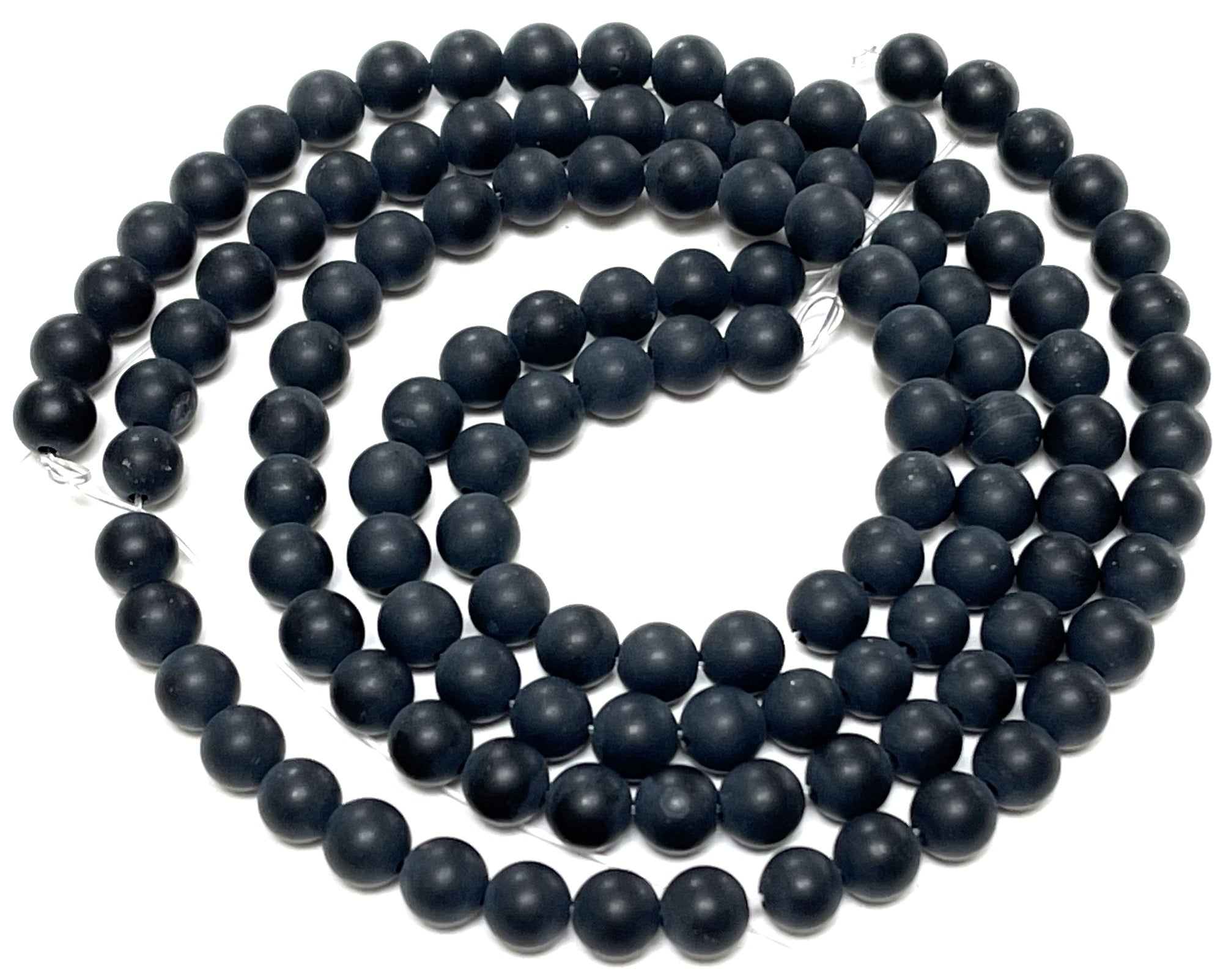 Black Onyx matte 6mm round gemstone beads 15" strand