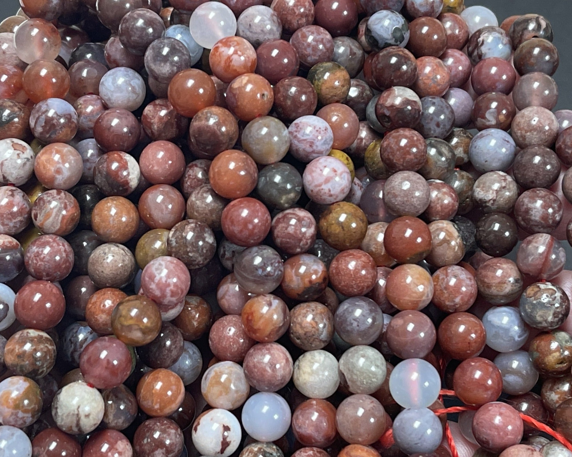 Portuguese Agate 8mm round natural gemstone beads 15.5" strand
