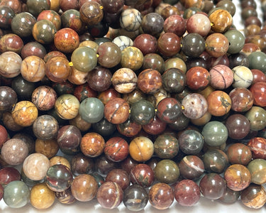 Red Creek Jasper 8mm round natural gemstone beads 15" strand - Oz Beads 