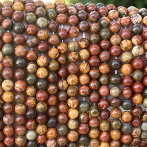 Red Creek Jasper 6mm round natural gemstone beads 15" strand - Oz Beads 