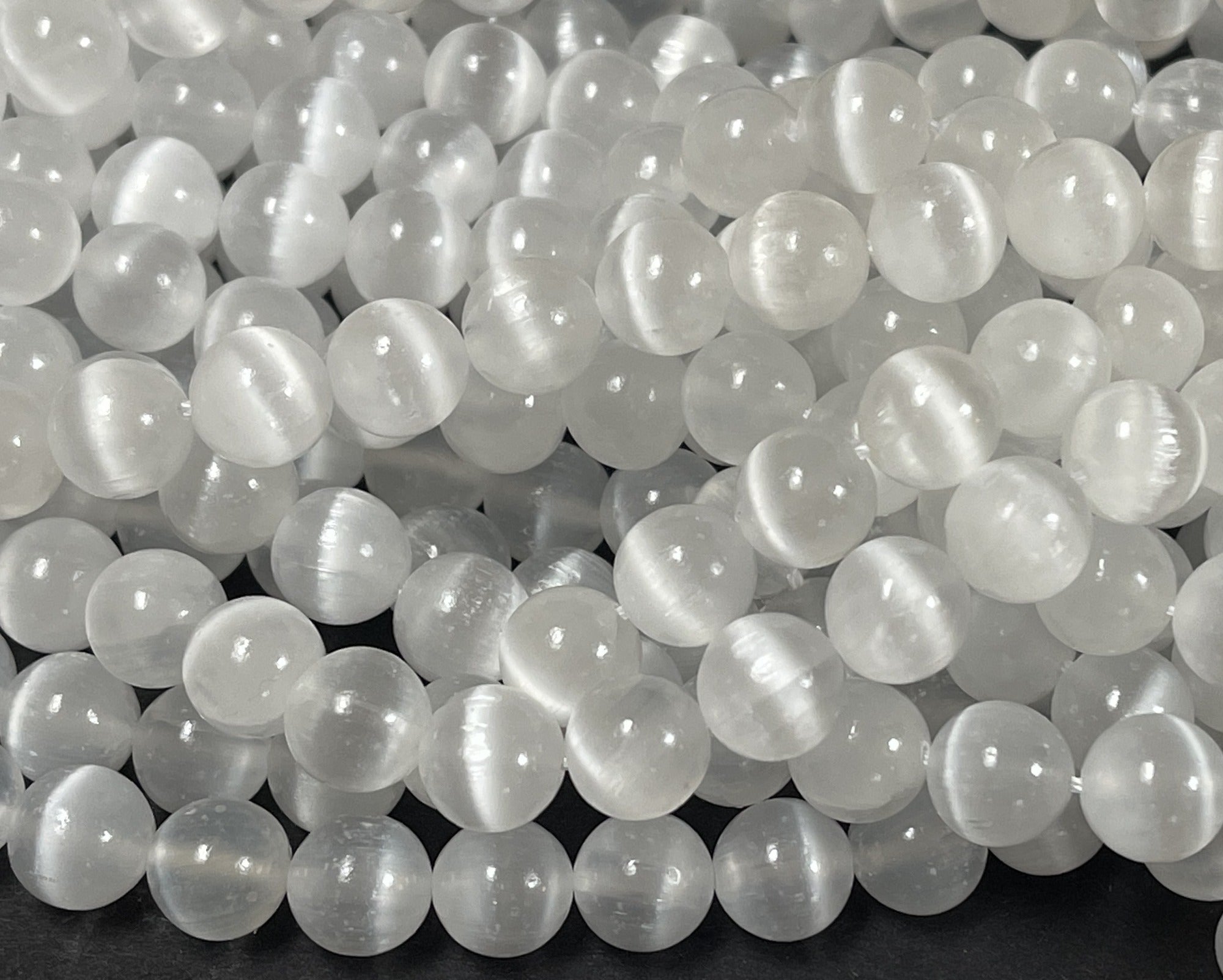 Selenite 10mm round natural gemstone beads 15.5" strand