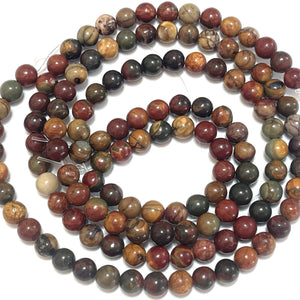 Red Creek Jasper 6mm round natural gemstone beads 15" strand - Oz Beads 