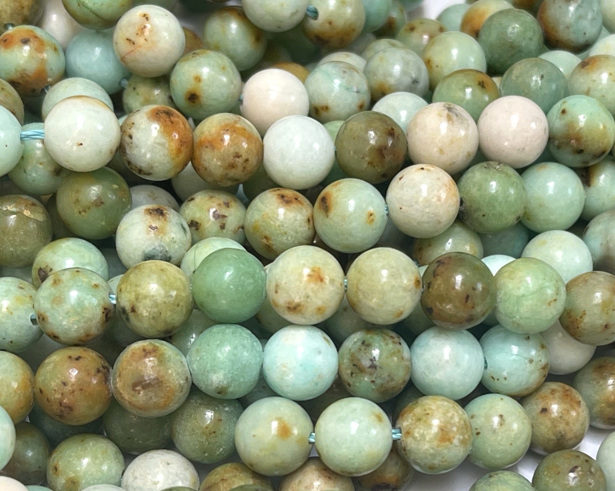 Green Mongolian Turquoise 8mm round natural gemstone beads 15.5" strand