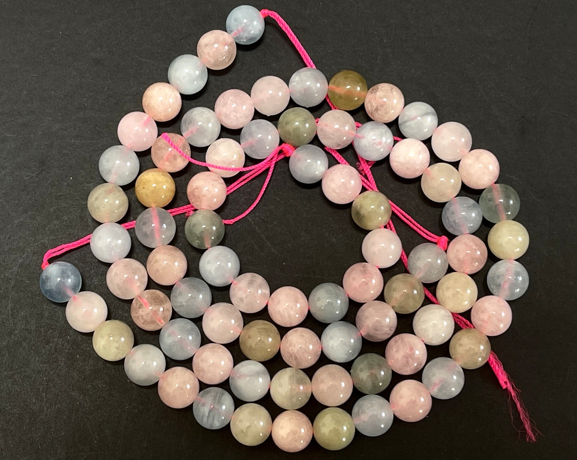 Morganite Beryl 10mm round natural gemstone beads 15.5" strand