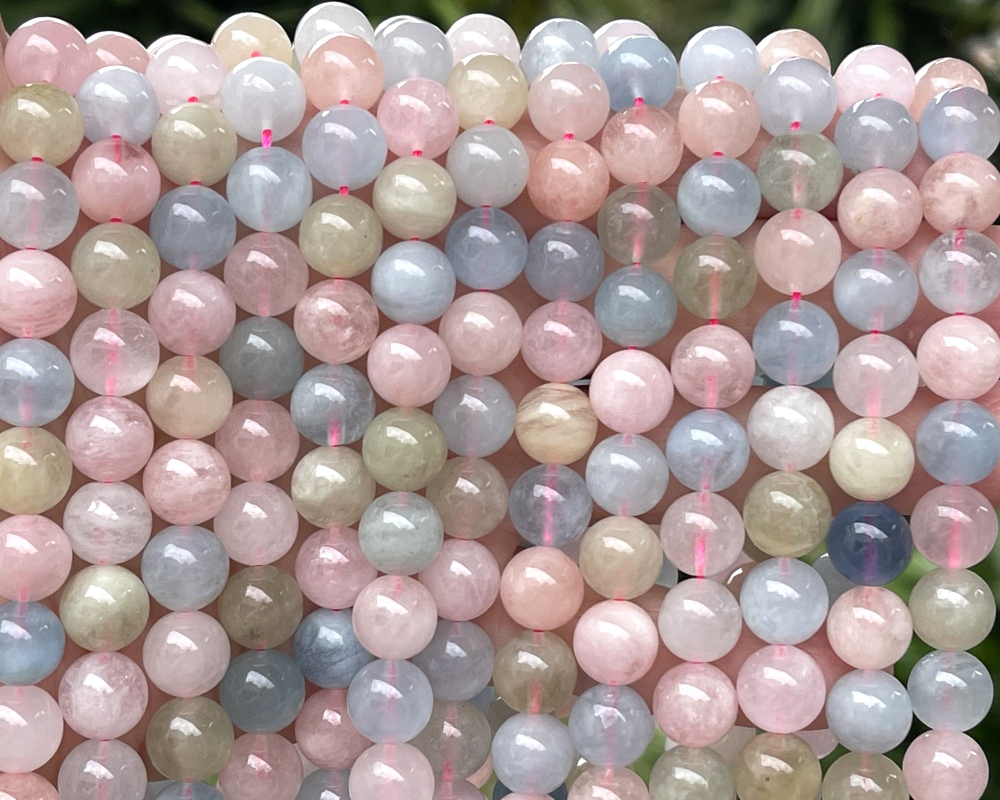 Morganite Beryl 10mm round natural gemstone beads 15.5" strand