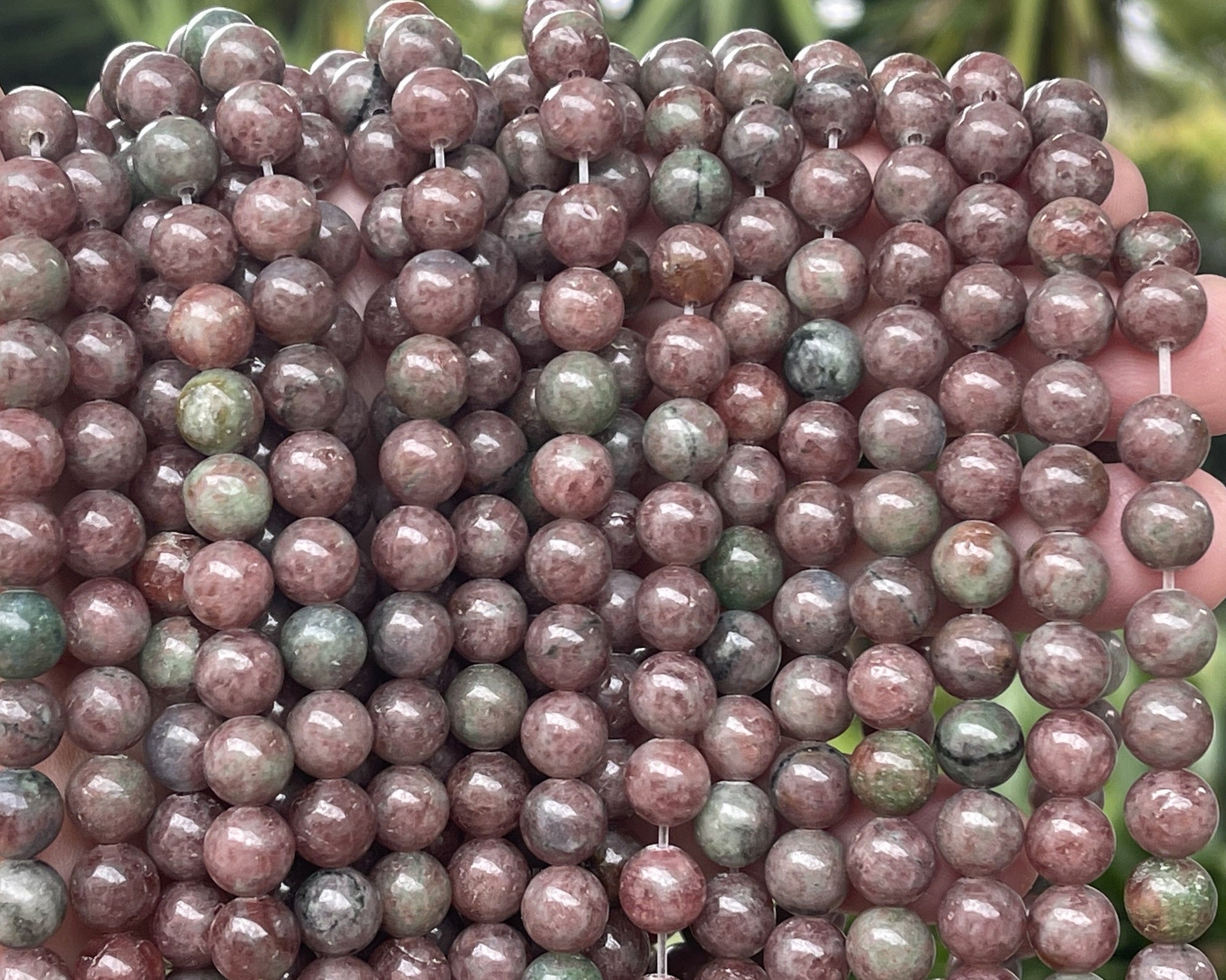 Red Green Kashgar Garnet 8mm round natural gemstone beads 15" strand