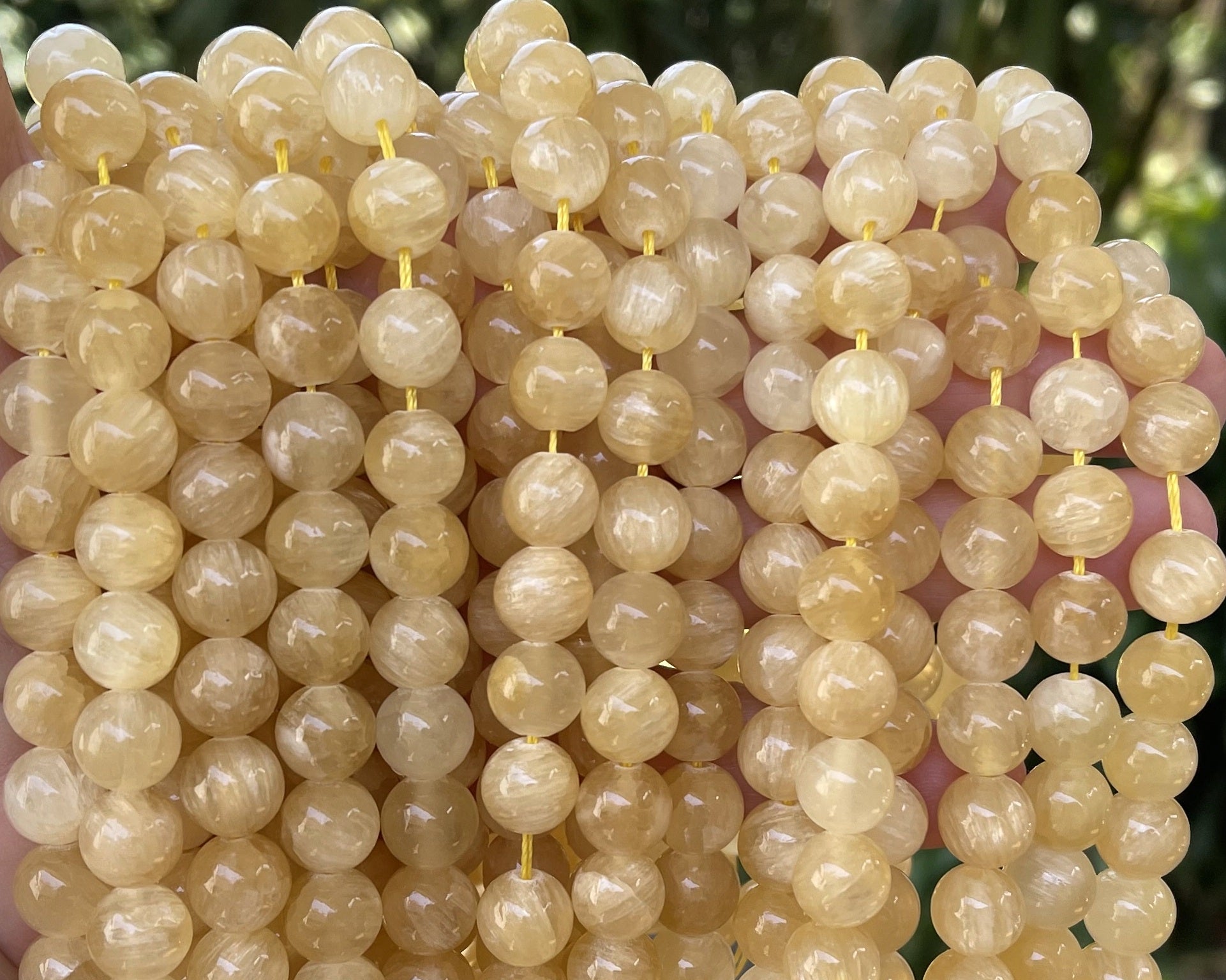 Yellow Selenite 10mm round natural gemstone beads 16" strand