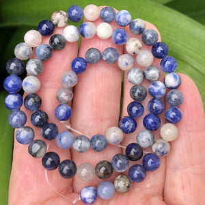 Sodalite 6mm round natural gemstone beads 15.5" strand - Oz Beads 