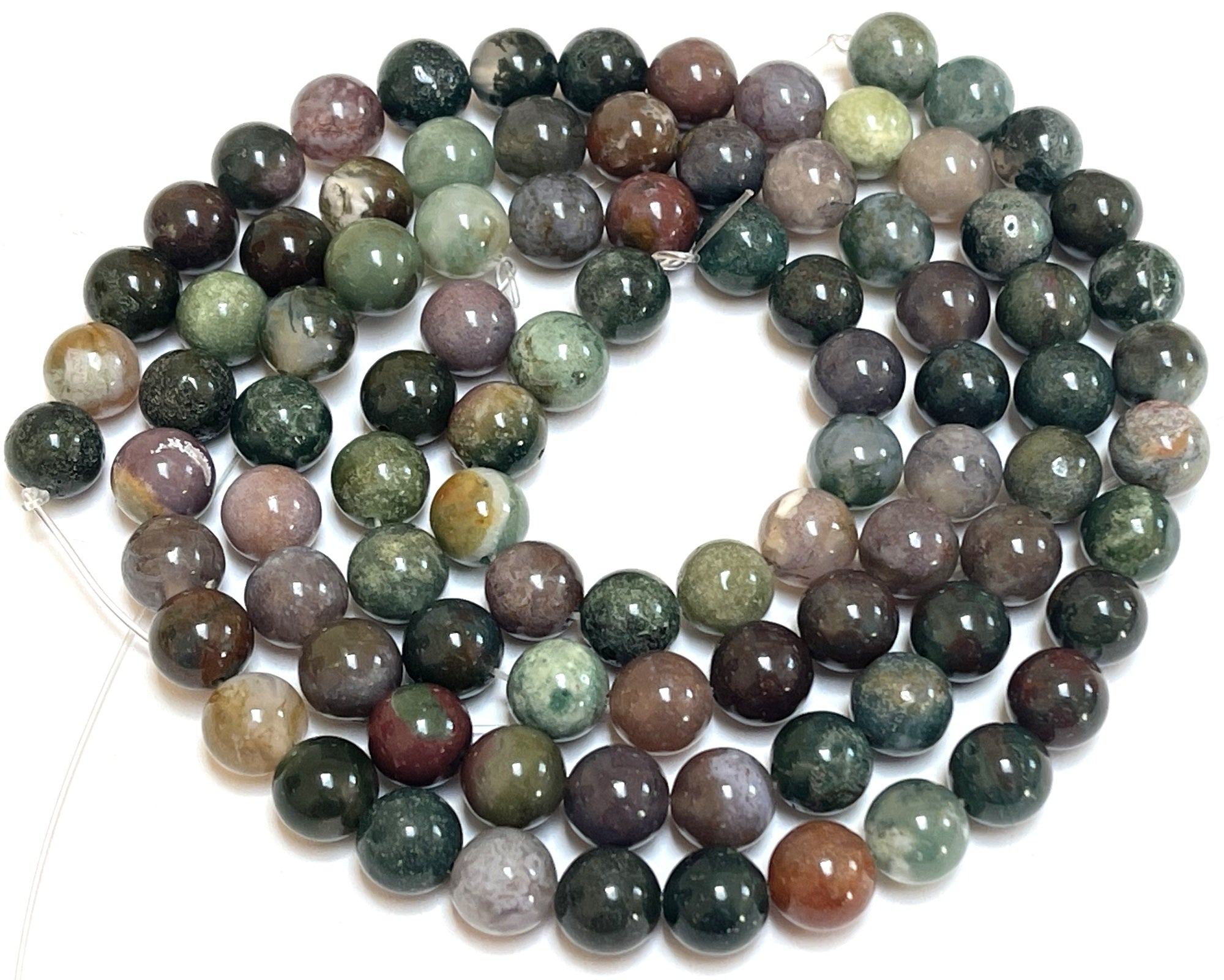 Indian Agate 8mm round natural gemstone beads 15" strand