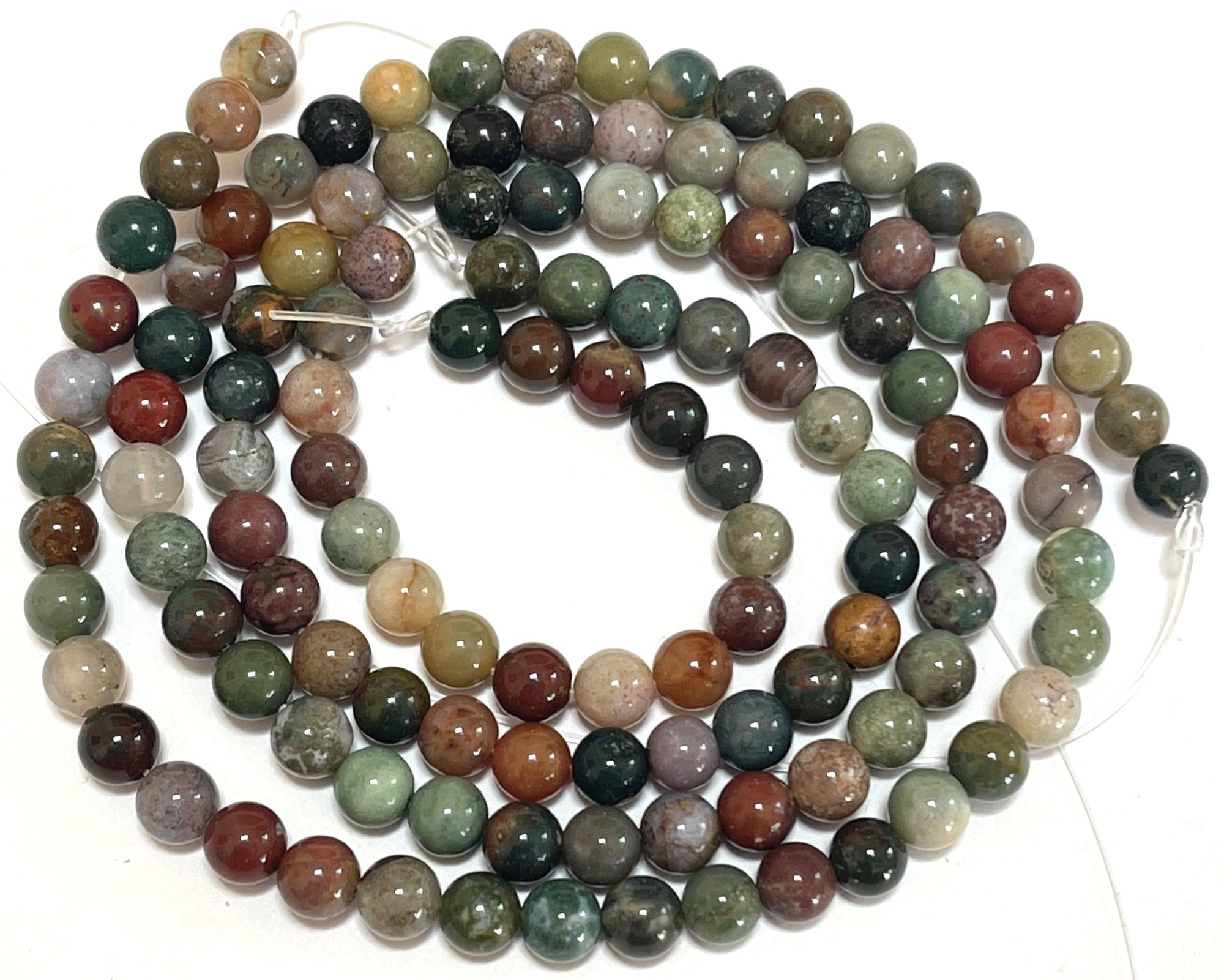 Indian Agate 6mm round natural gemstone beads 15" strand