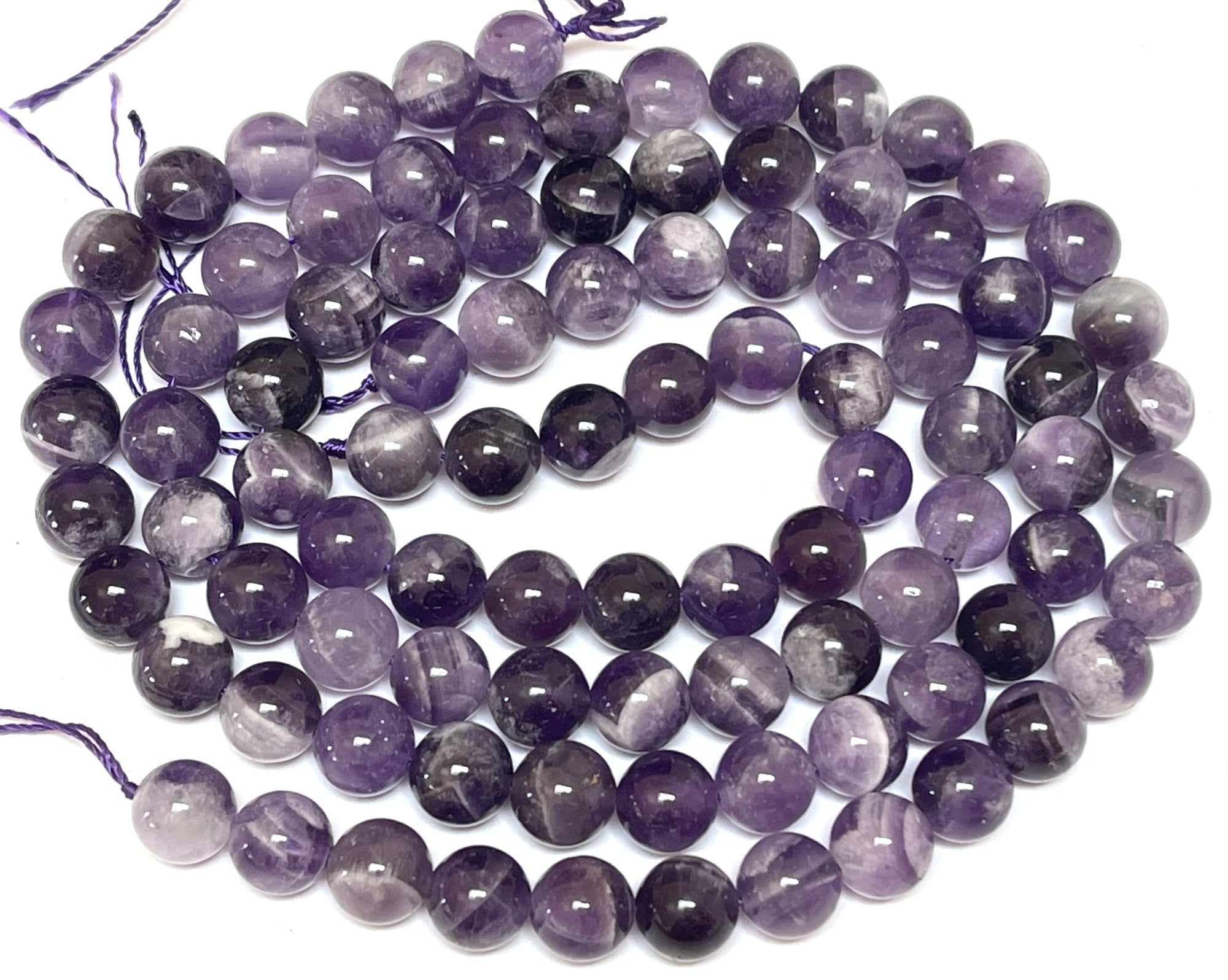Sage Amethyst 8mm round polished natural gemstone beads 15.5" strand - Oz Beads 