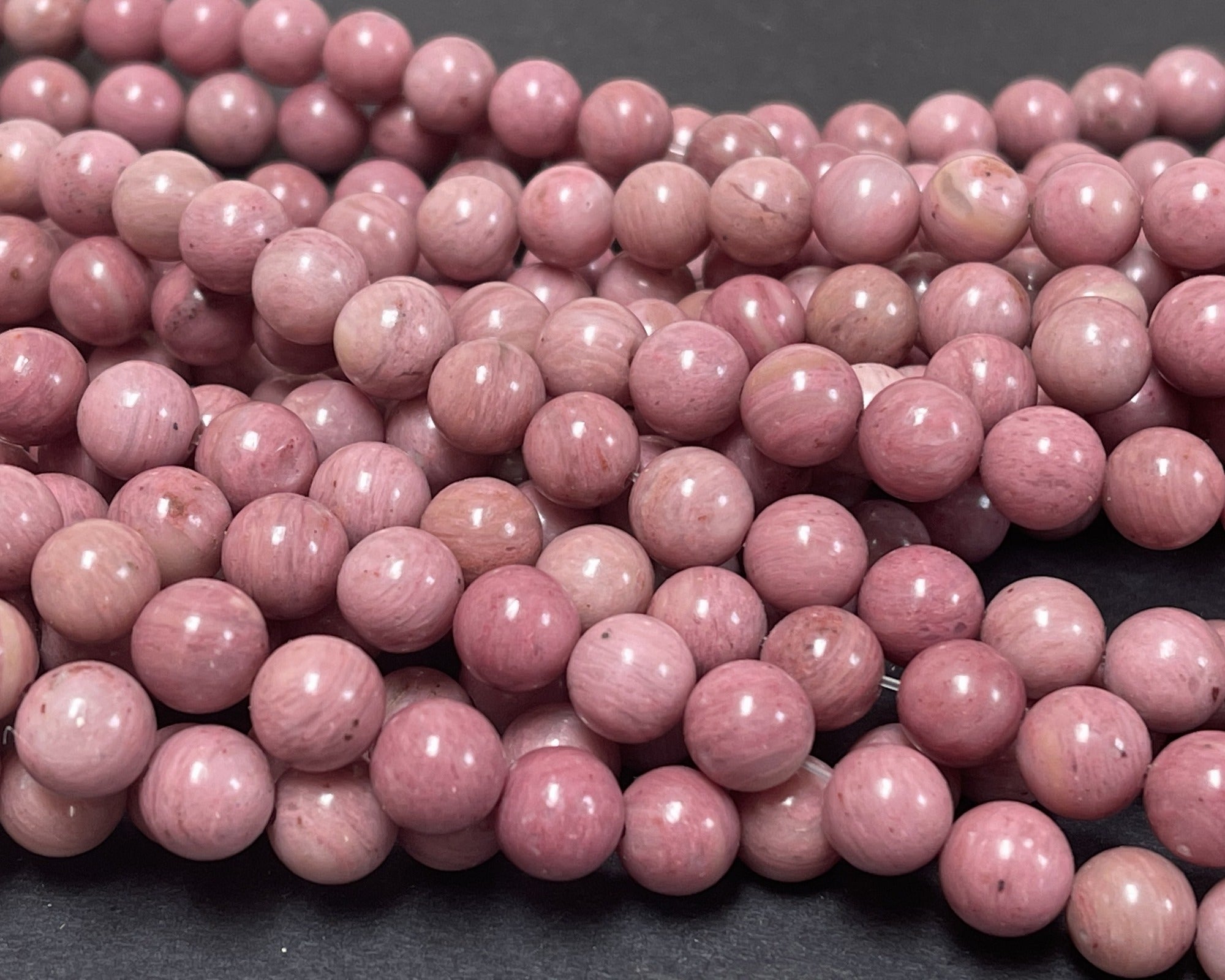 Rose Pink Rhodonite 8mm round natural gemstone beads 15