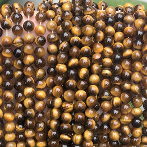 Yellow Tiger Eye 6mm round polished gemstone beads 15.5" strand - Oz Beads 
