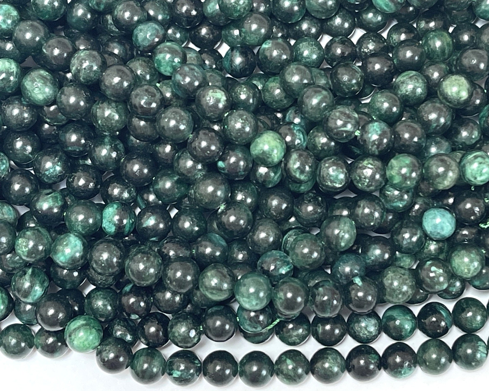Dark Green Emerald 6mm round natural gemstone beads 15.5" strand