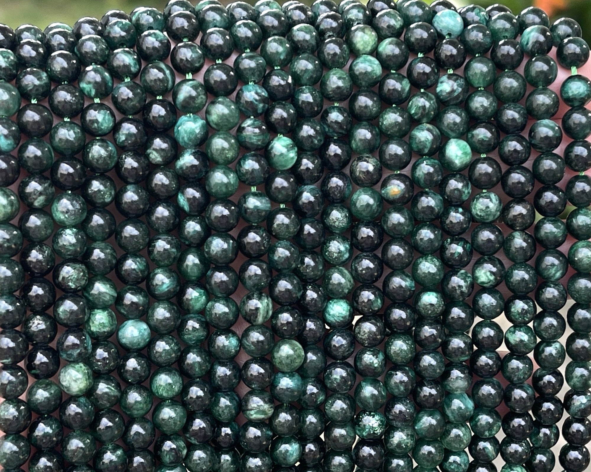 Dark Green Emerald 6mm round natural gemstone beads 15.5" strand