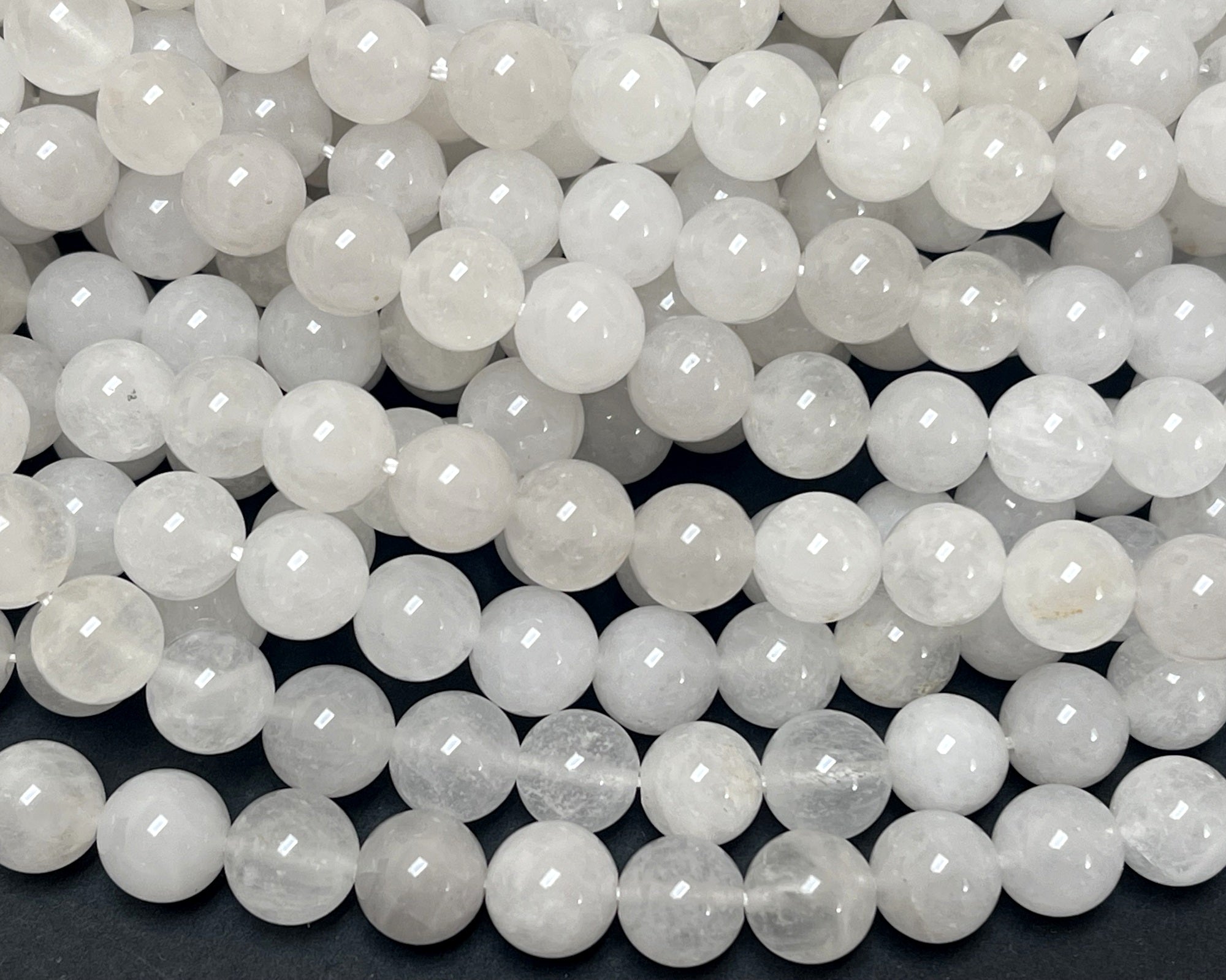 Angola White Quartz 8mm round natural crystal beads 15" strand