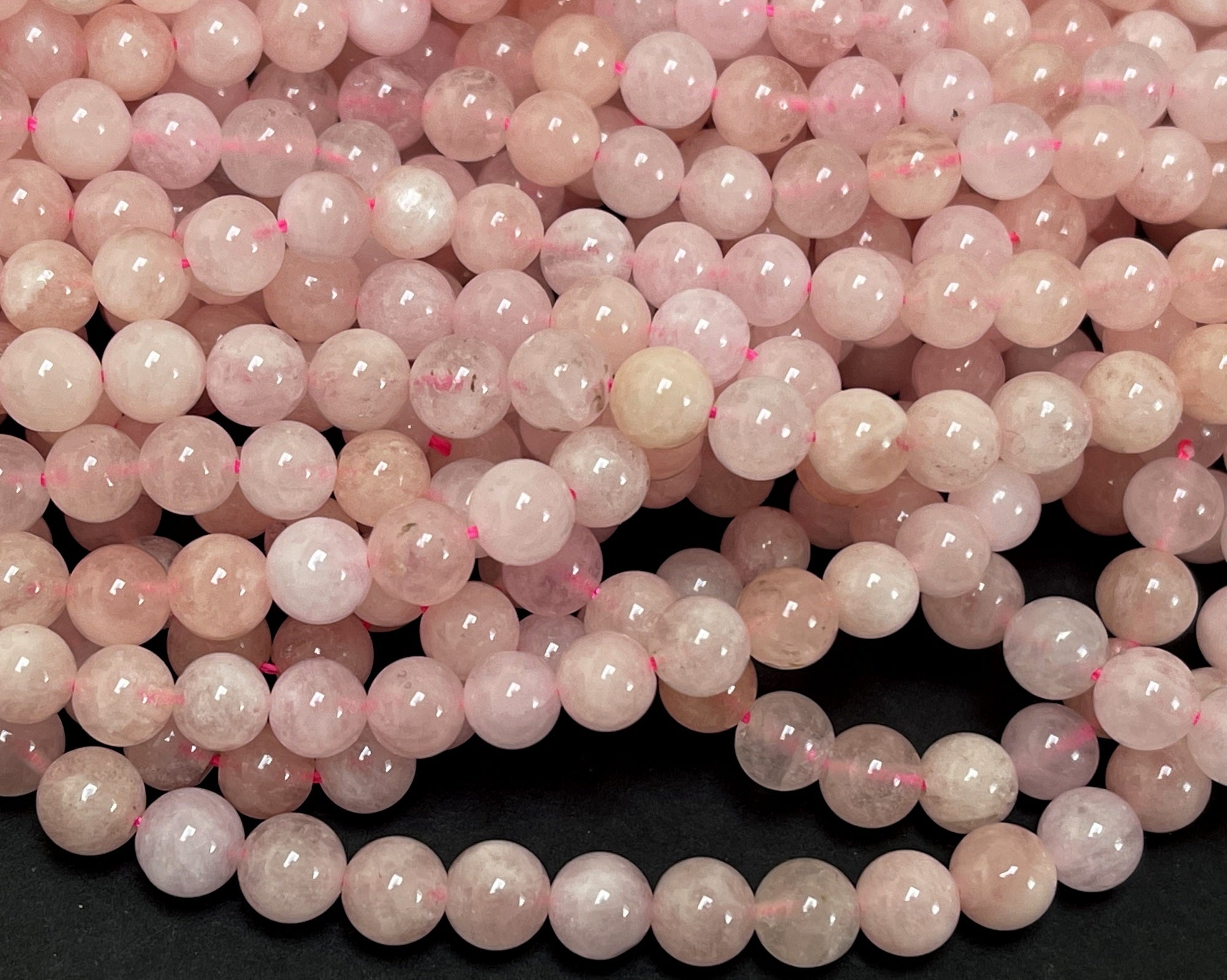 Pink Morganite 6mm round natural gemstone beads 15.5" strand