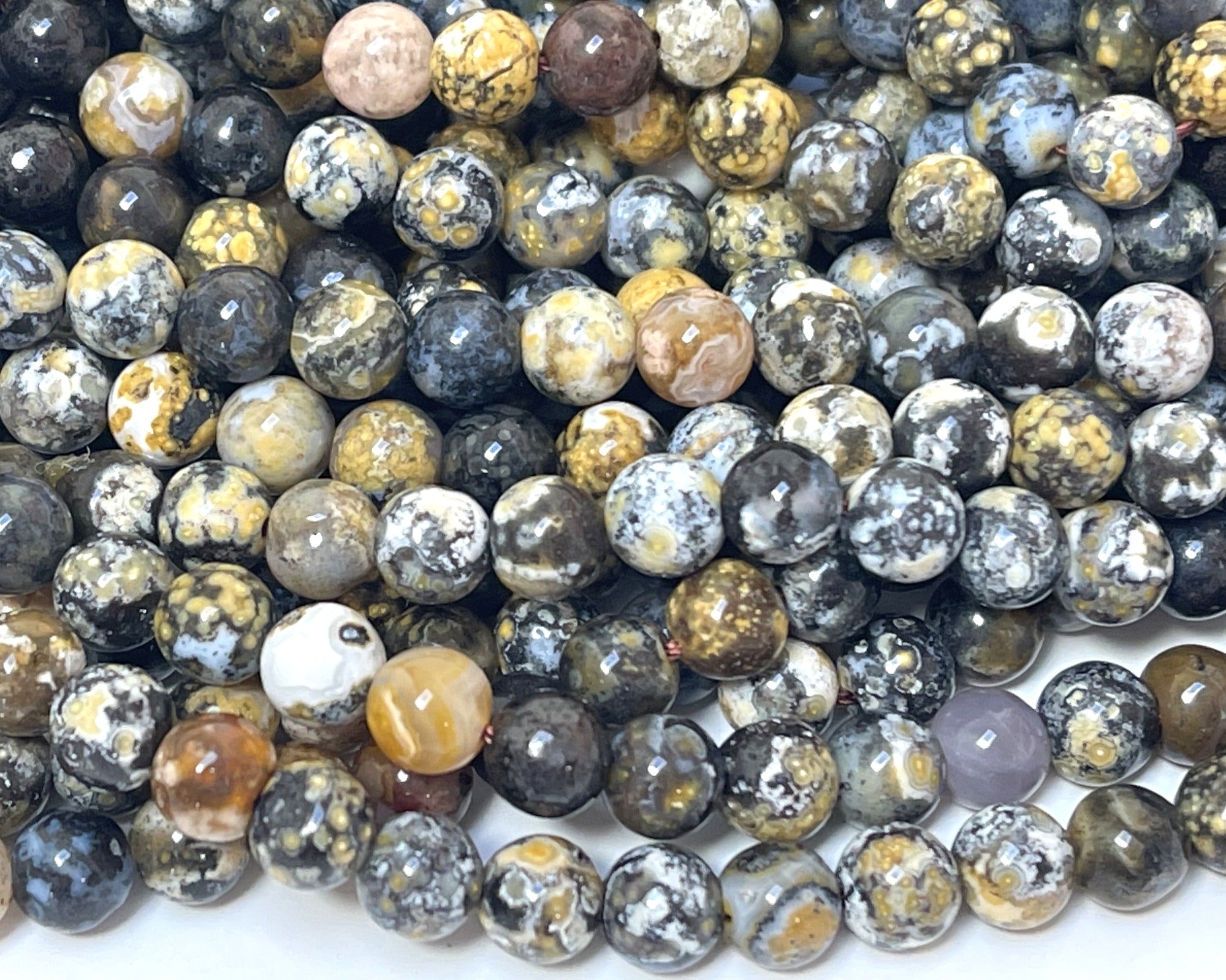 Blue Ocean Agate 8mm round natural gemstone beads 15.5" strand