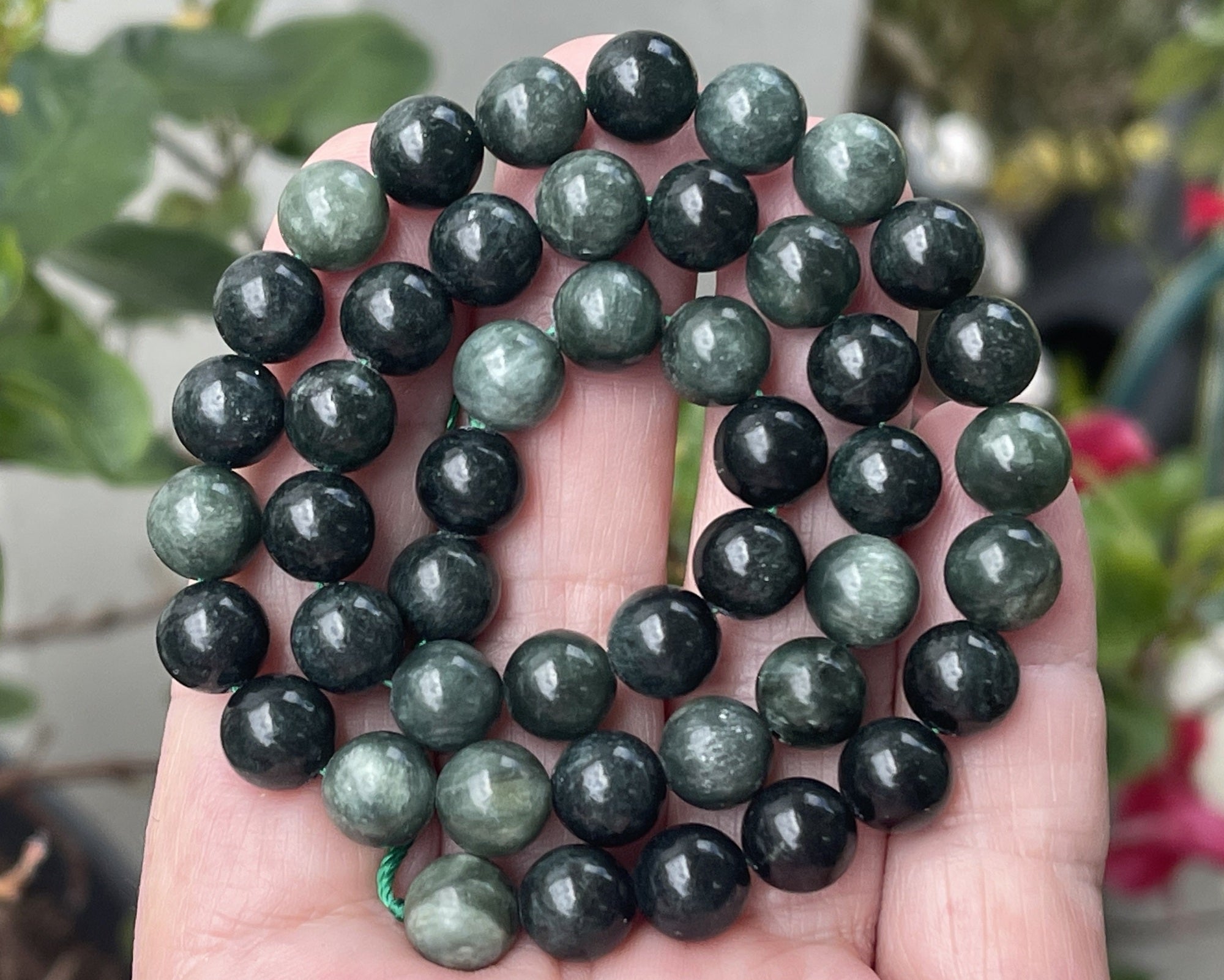 Seraphinite 8mm round natural gemstone beads 15.5" strand