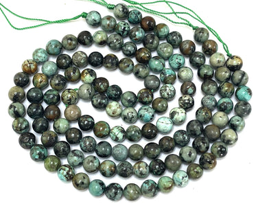 African Turquoise 6mm round natural gemstone beads 16" strand - Oz Beads 