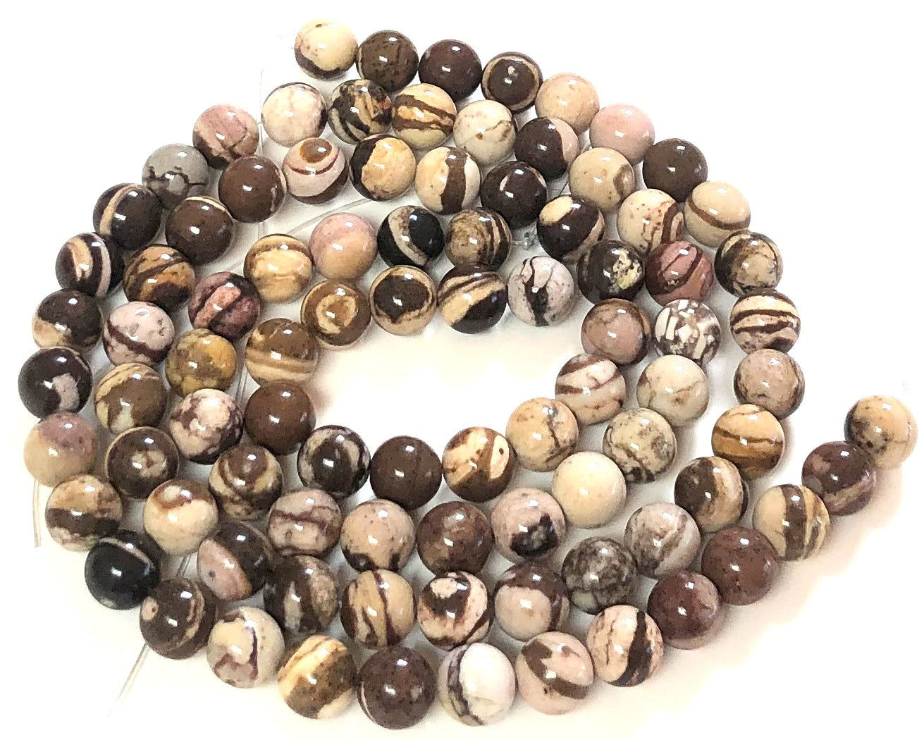 Australian Zebra Jasper 8mm round natural gemstone beads 15" strand - Oz Beads 