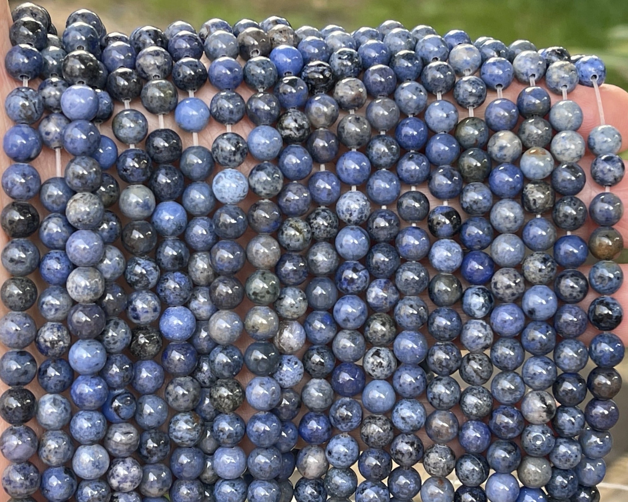 Dumortierite 6mm round natural gemstone beads 15.5" strand - Oz Beads 