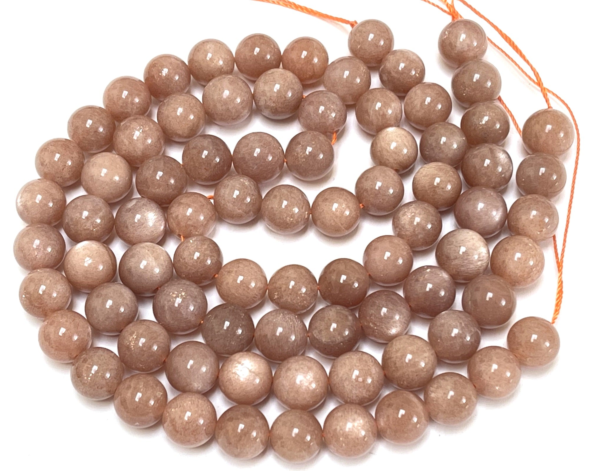 Peach Sunstone 10mm round natural gemstone beads 15.5" strand