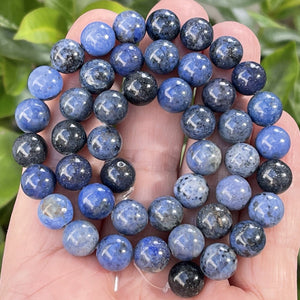Dumortierite 8mm round natural gemstone beads 15" strand - Oz Beads 