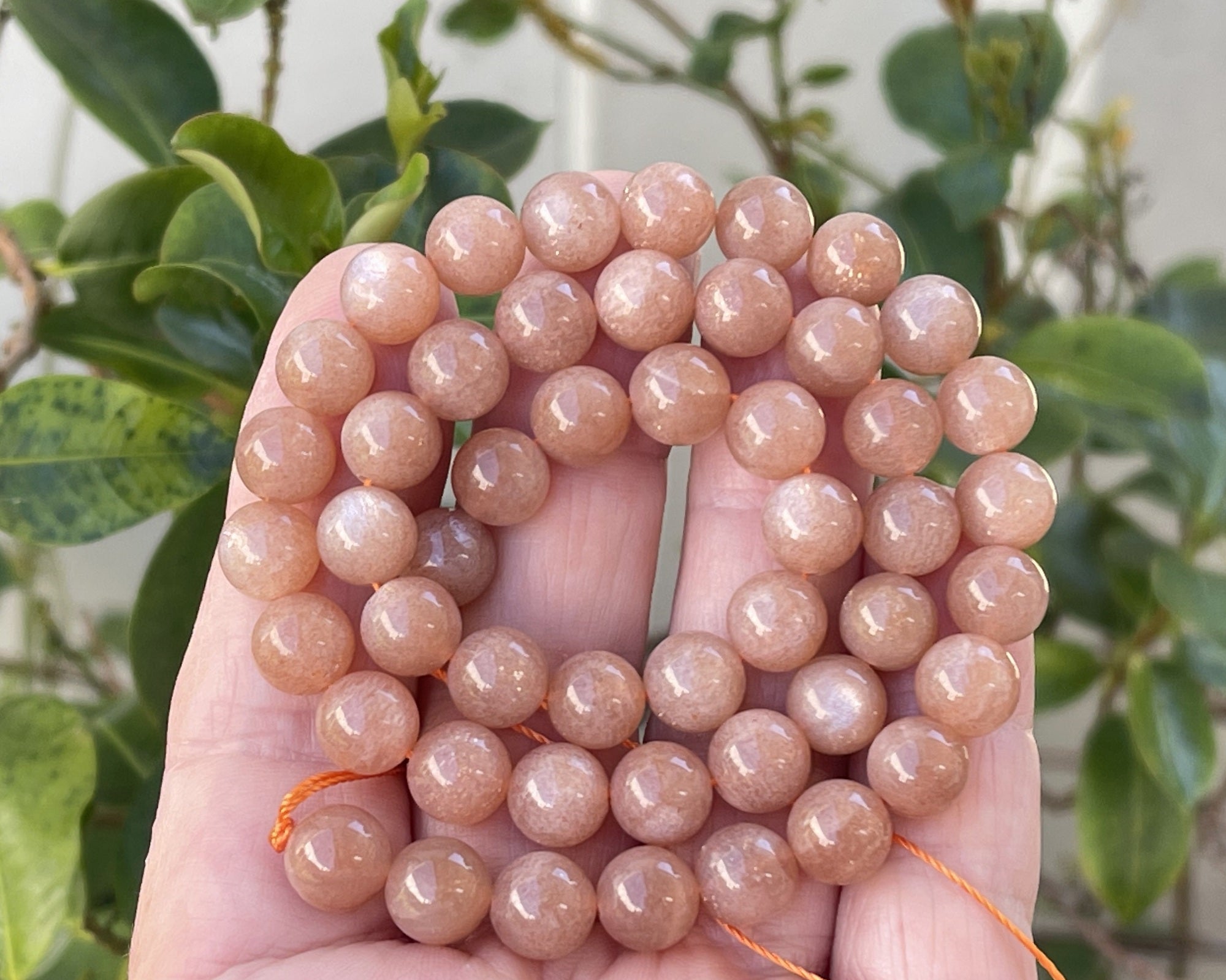 Peach Sunstone 8mm round natural gemstone beads 15.5" strand