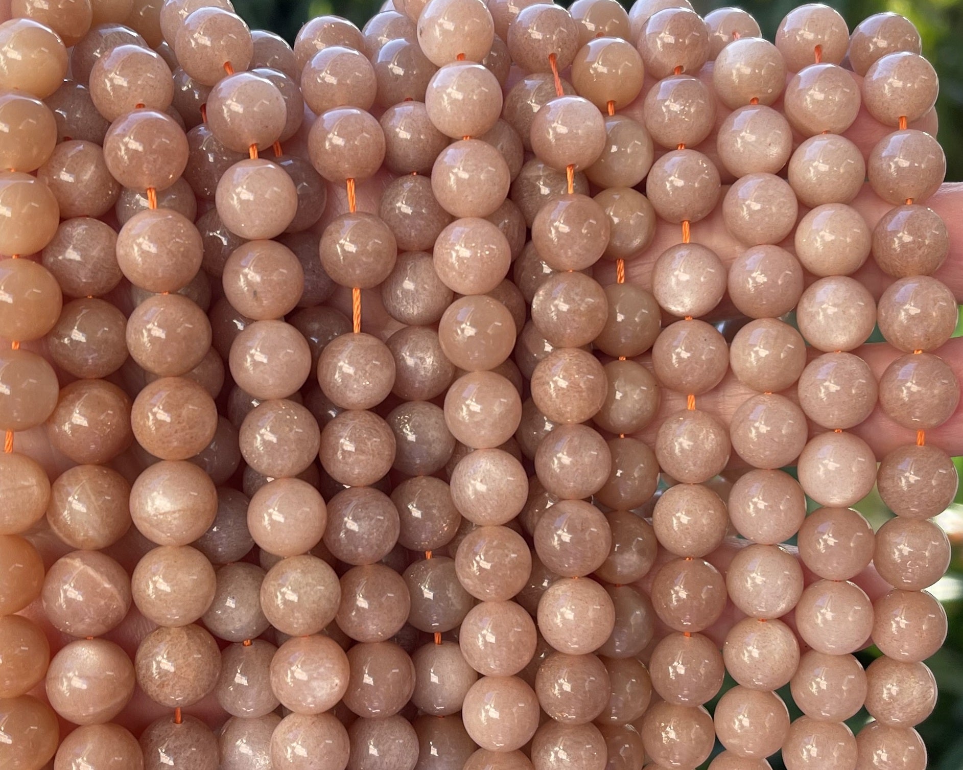 Peach Sunstone 10mm round natural gemstone beads 15.5" strand