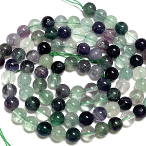 Fluorite 8mm round natural gemstone beads 15" strand - Oz Beads 