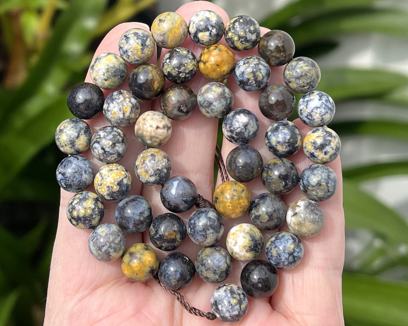Blue Ocean Agate 8mm round natural gemstone beads 15.5" strand