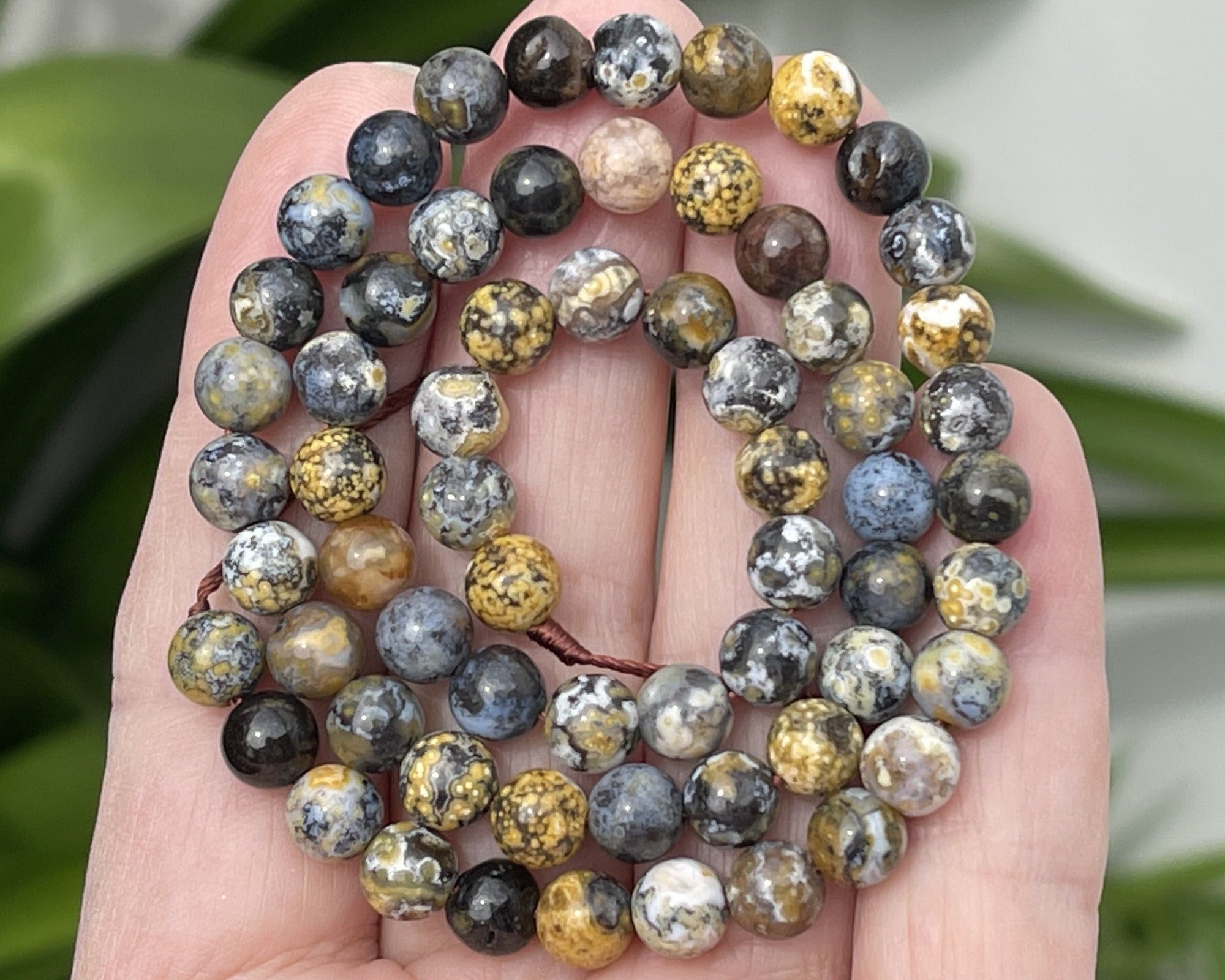 Blue Ocean Agate 6mm round natural gemstone beads 15.5" strand