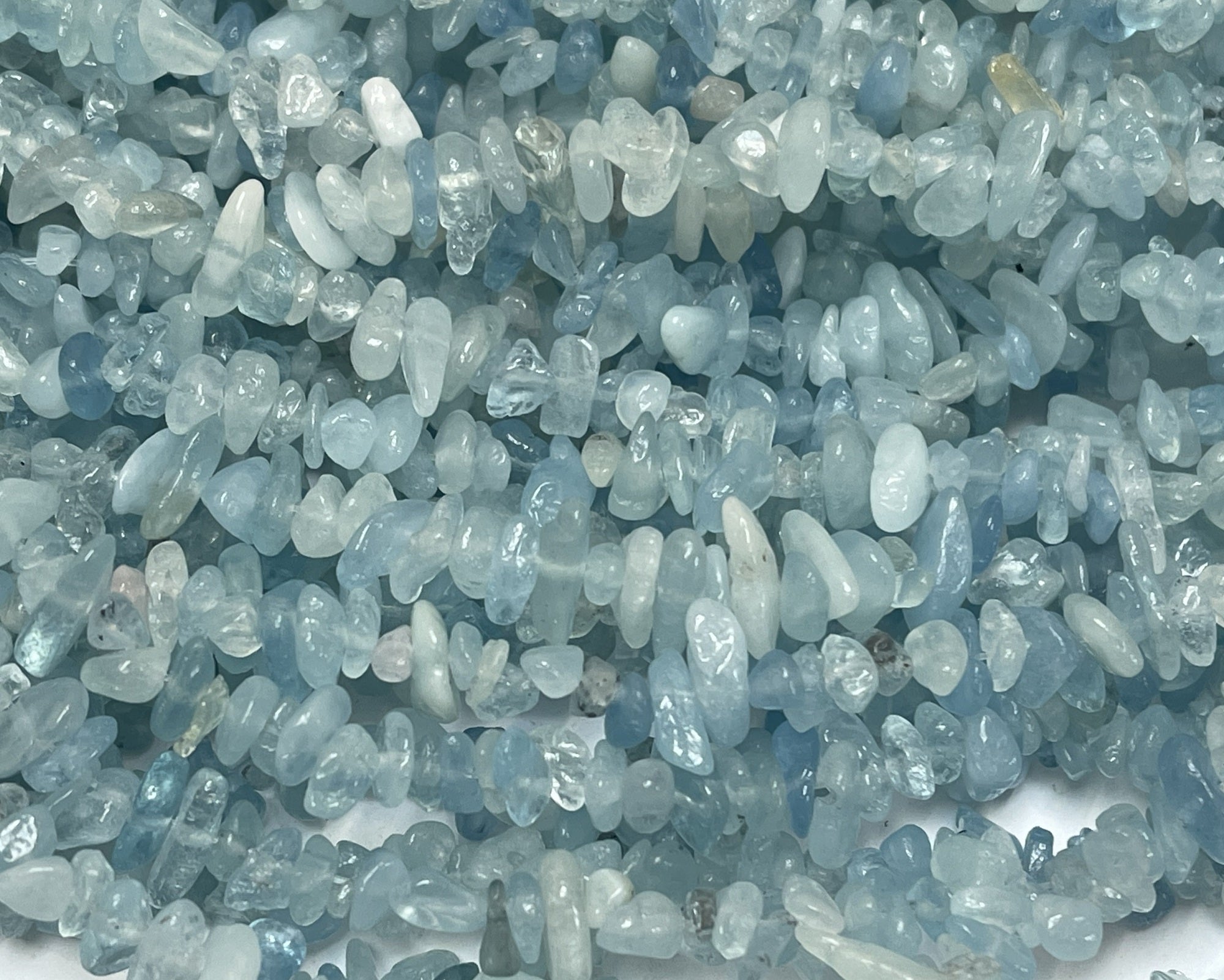 Aquamarine 6-8mm chip beads natural gemstone chips 32" strand