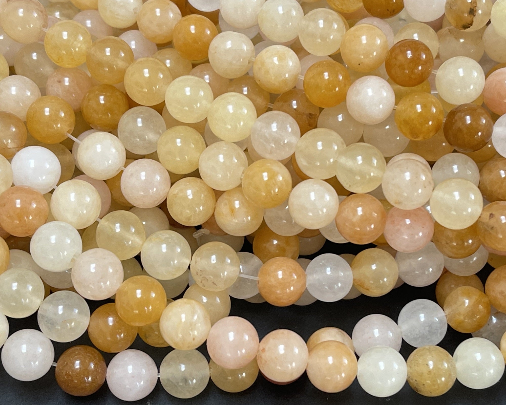 Multi Yellow Jade 8mm round natural gemstone beads 15.5" strand