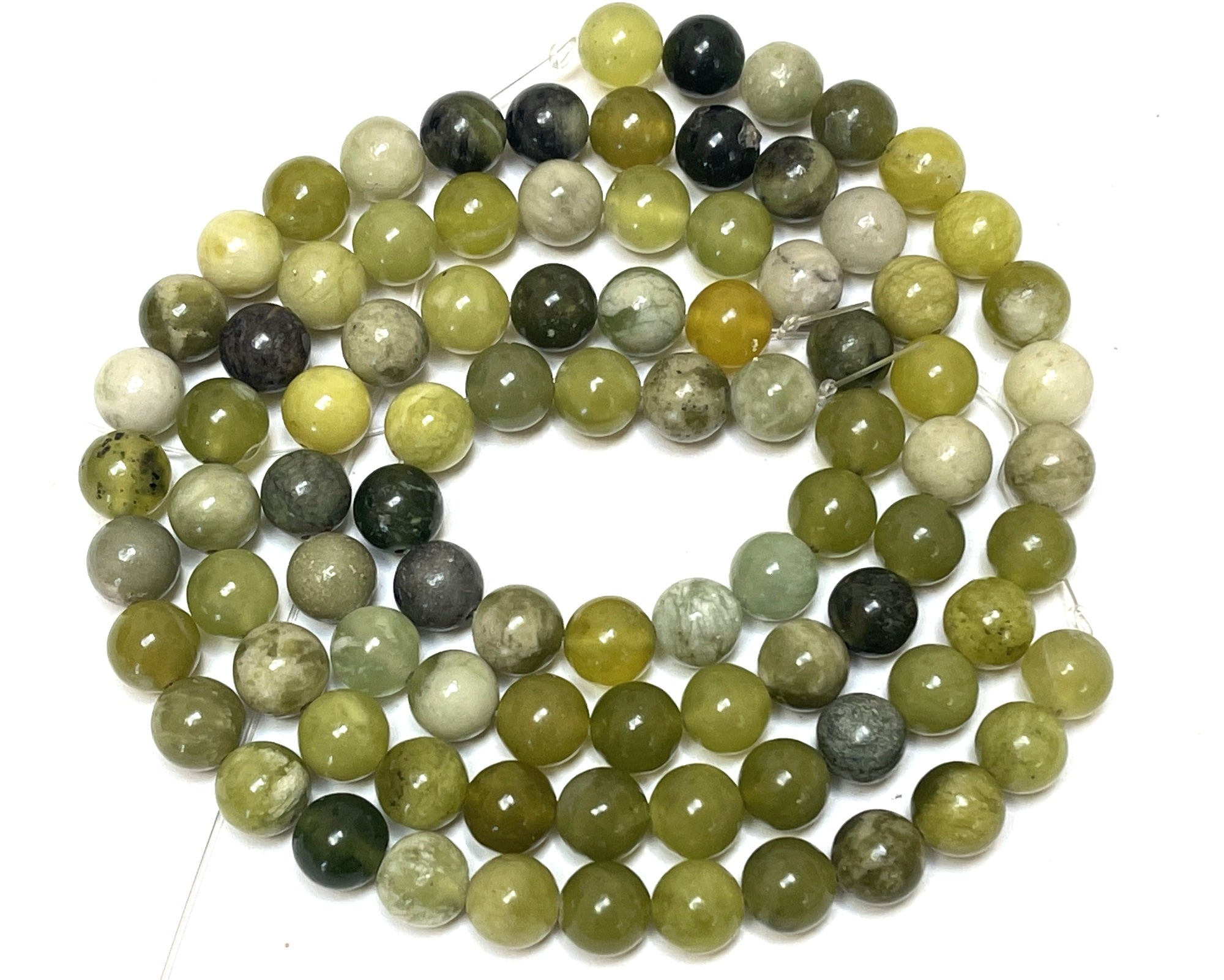 Multi Green Jade 8mm round natural gemstone beads 15" strand