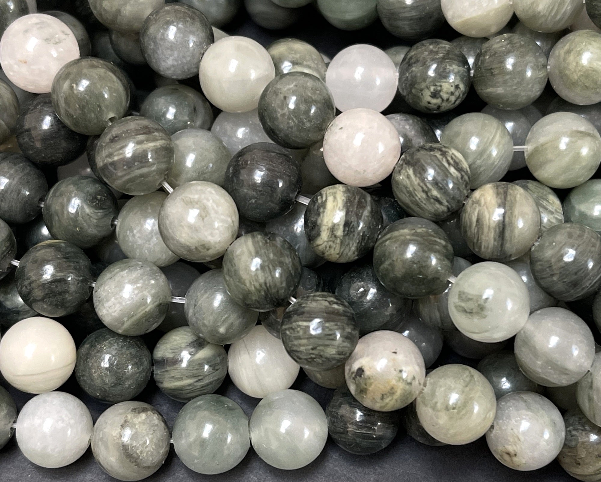 Green Grass Jasper 8mm round natural gemstone beads 15.5" strand