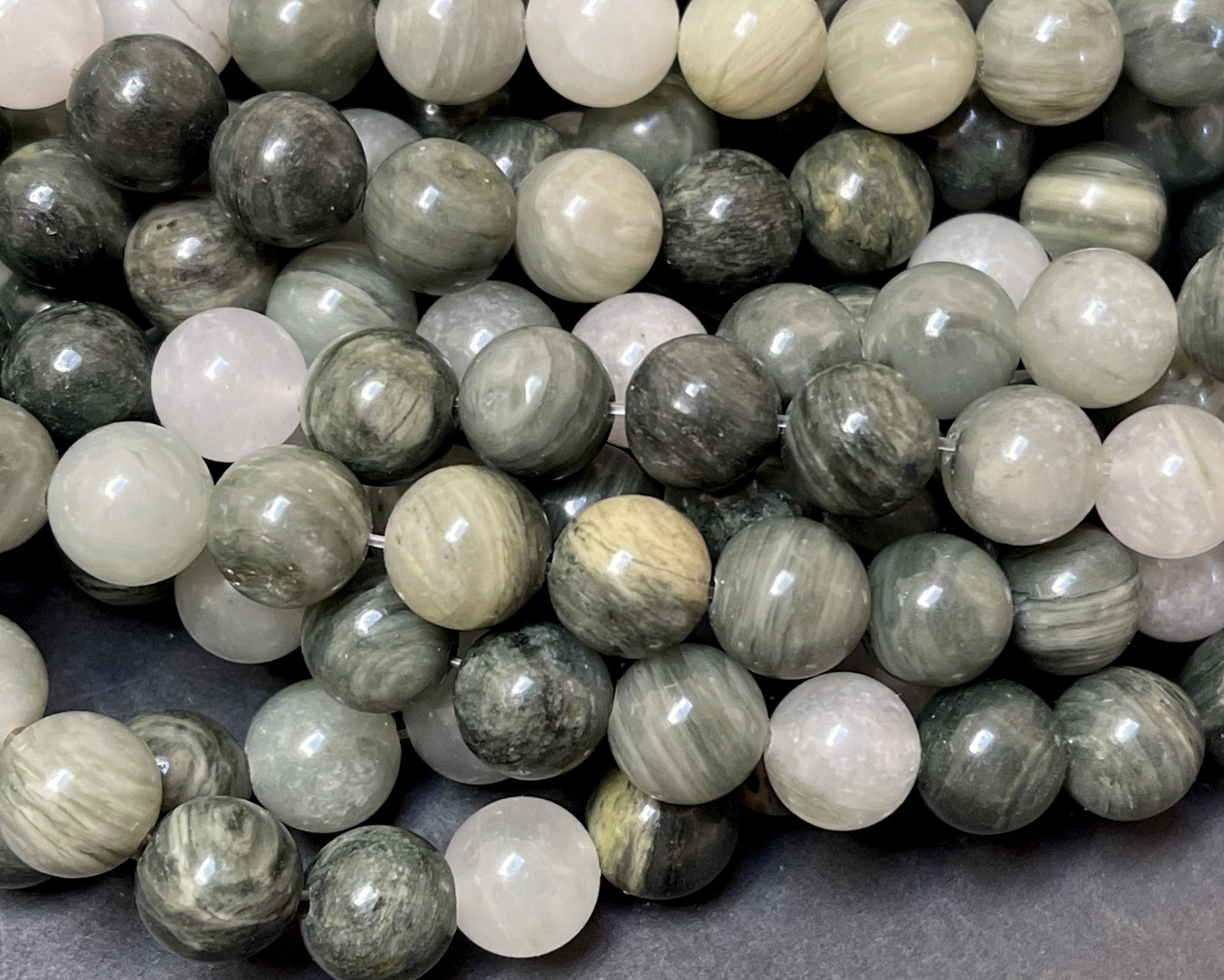 Green Grass Jasper 8mm round natural gemstone beads 15.5" strand