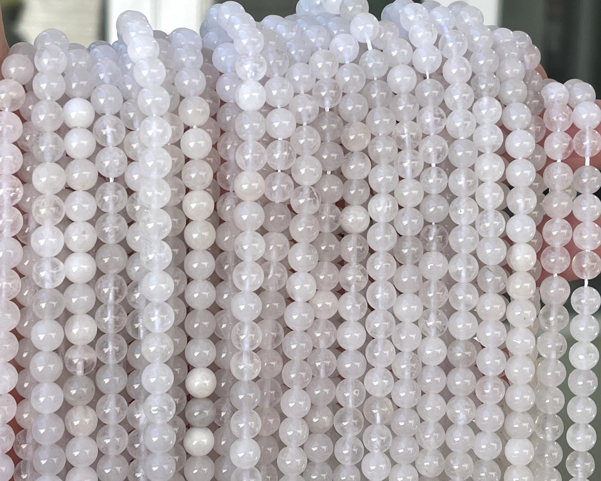 Angola White Quartz 6mm round natural crystal beads 15" strand