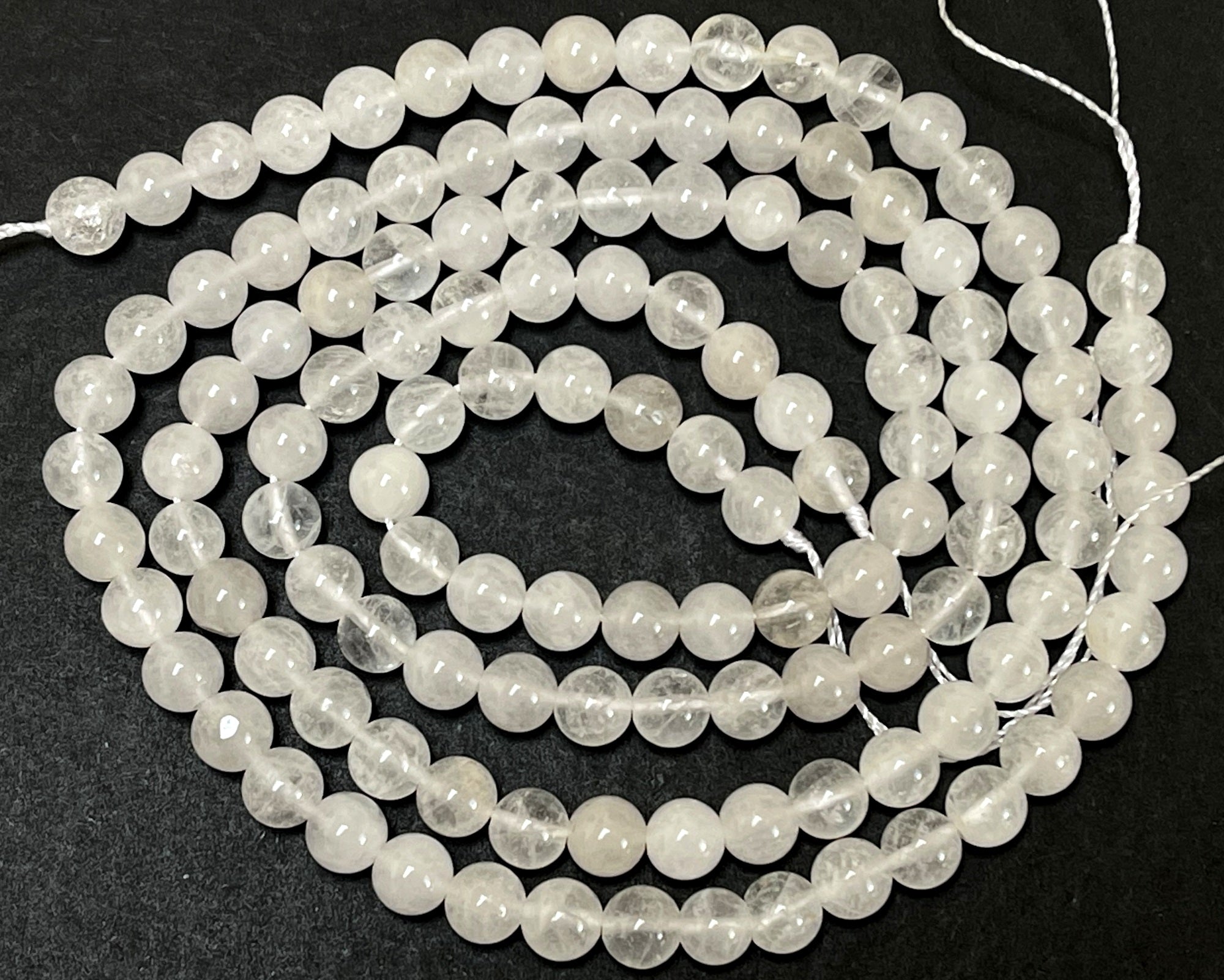 Angola White Quartz 6mm round natural crystal beads 15" strand