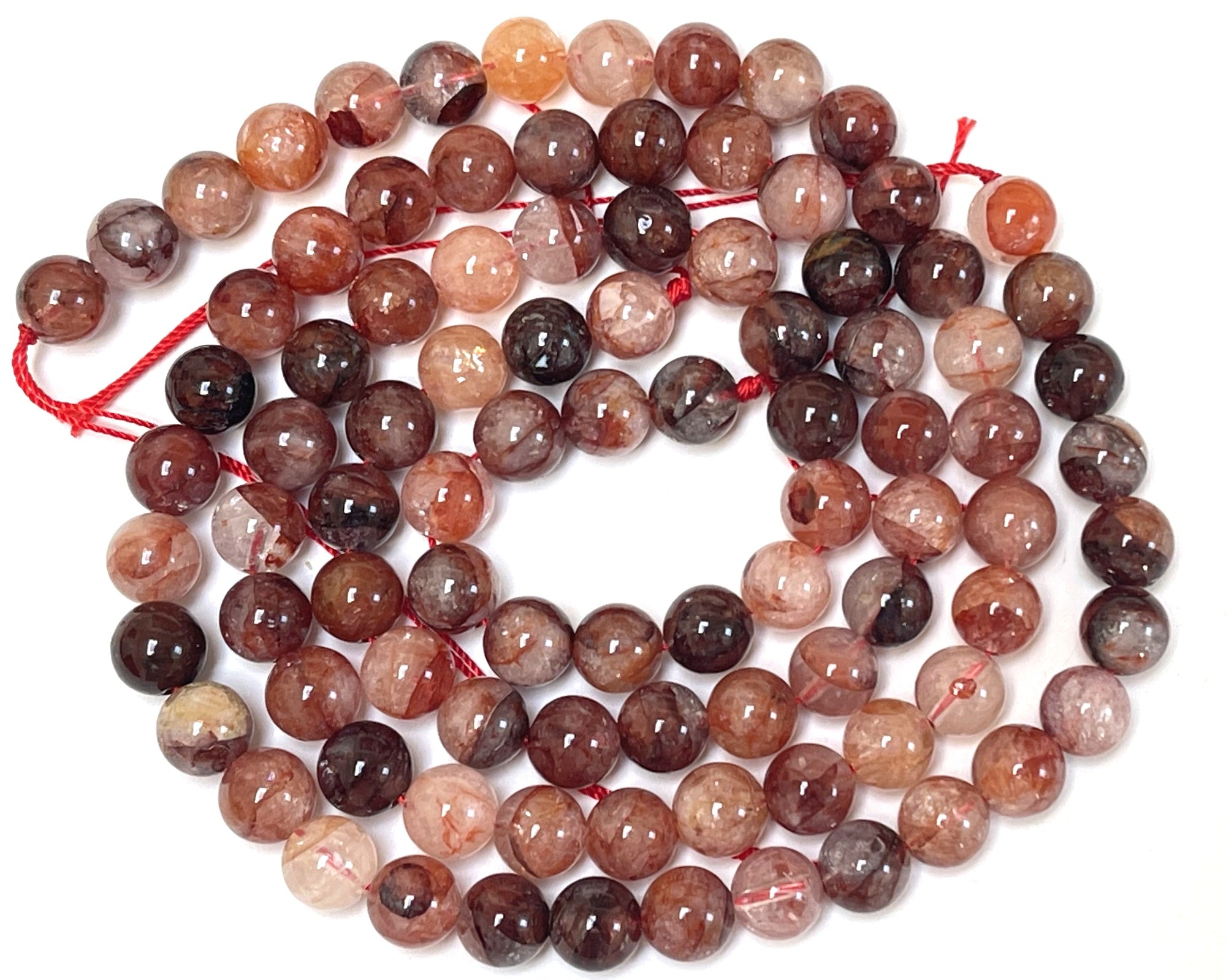 Red Hematoid Quartz 8mm round natural gemstone beads 15.5" strand