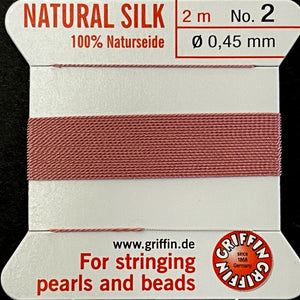Griffin Silk beading cord with needle size #2 - 0.45mm, 7 color choice, 2 meter - Oz Beads 
