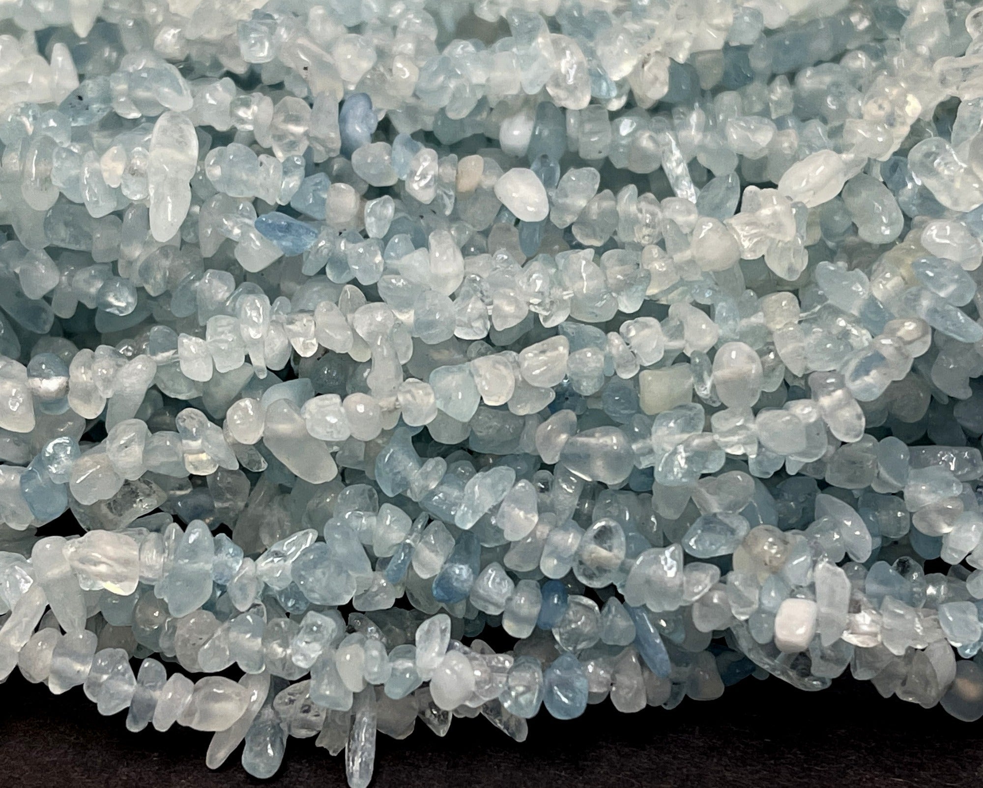 Aquamarine 3-6mm tiny chip beads natural gemstone chips 32" strand