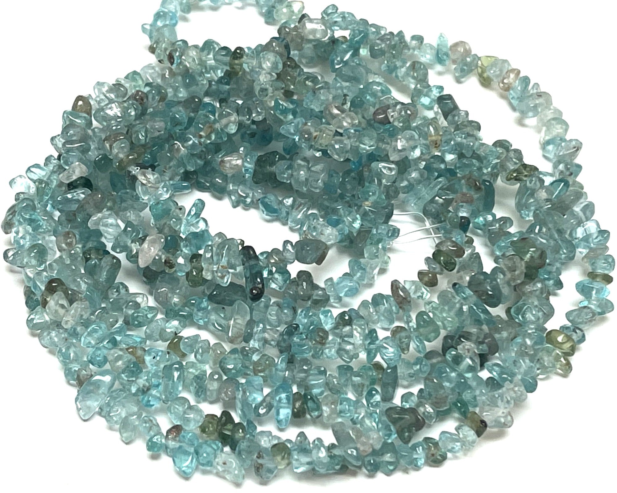 Light Blue Apatite 4-6mm tiny chip beads natural gemstone chips 32" strand