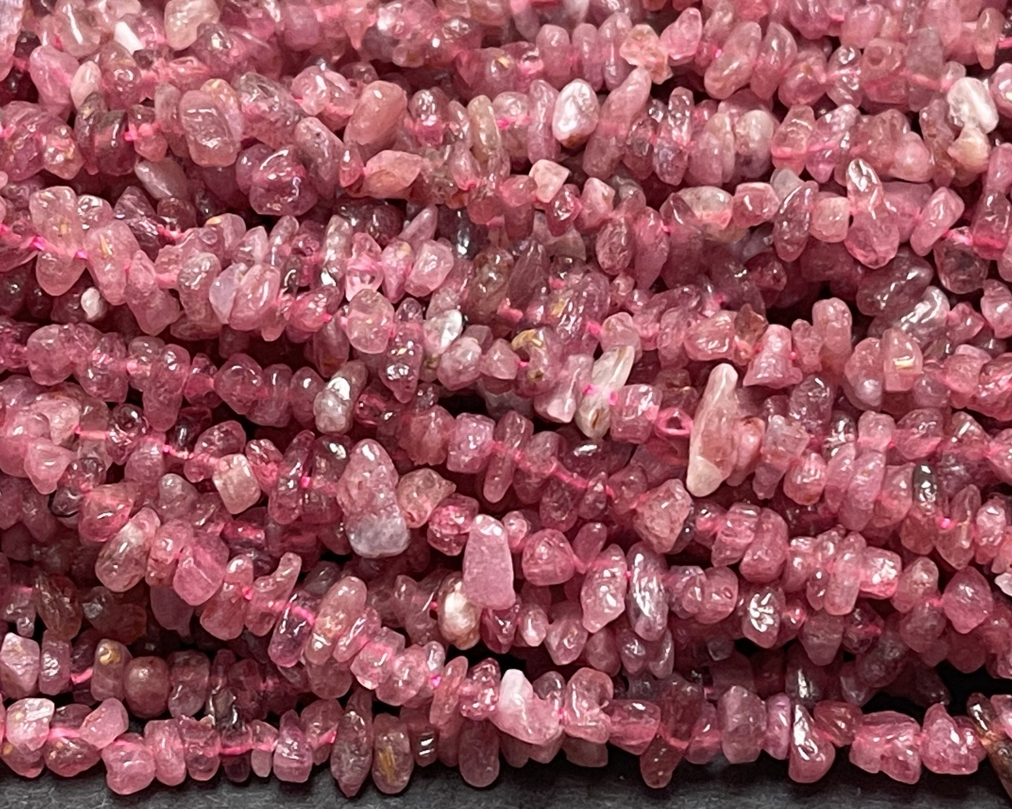 Pink Tourmaline 3-6mm tiny chip beads natural gemstone chips 16" strand